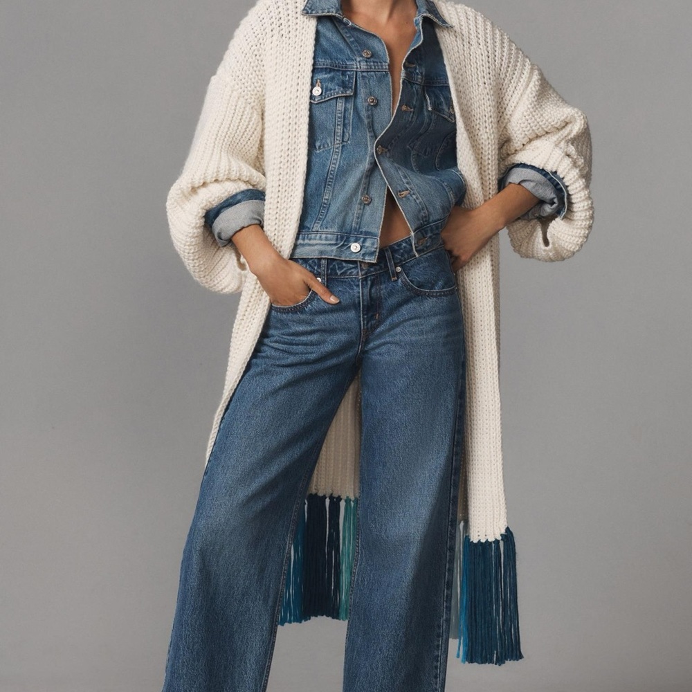 Anthropologie Long Fringe Cardigan